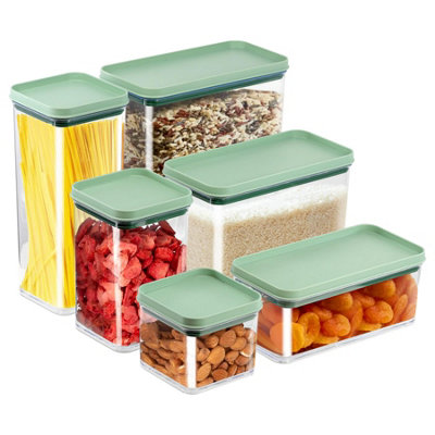 GEEZY Food Storage Containers Set of 6 Stackable Kitchen Plastic ...