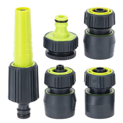 GEEZY Garden Hose Pipe Connectors Set of 5 Tap Fitting Attachment with Water Spray Gun