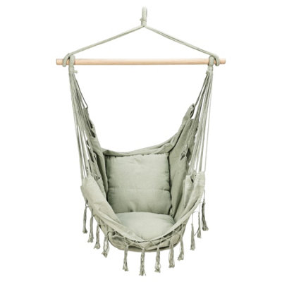 GEEZY Green Hammock Hanging Swing Chair Indoor Outdoor Rope Seat Integrated Cushioning