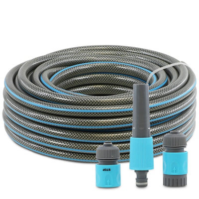 GEEZY Hose Set Includes 20m Pipe, Water Spray Nozzle & 2 Connectors for Garden, Cars