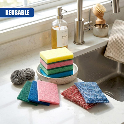 GEEZY Kitchen Cleaning Sponges & Scourers Multipack Set Washing Up ...