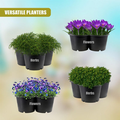 GEEZY Large 4-Tier Stackable Garden Planters Black Trio Pots for ...