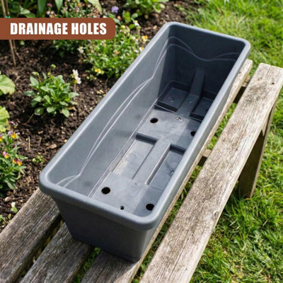 GEEZY Long Garden Planters Rectangular Window Box Outdoor Balcony ...