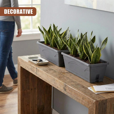 GEEZY Long Garden Planters Rectangular Window Box Outdoor Balcony ...