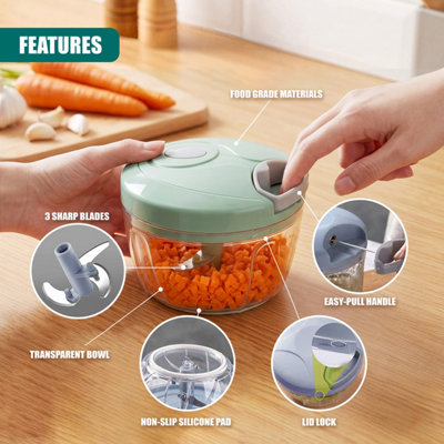 GEEZY Manual Food Chopper with Pull String Kitchen Vegetables