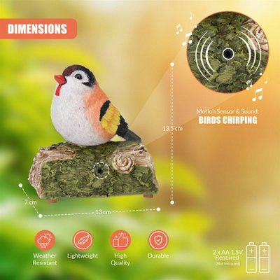 GEEZY Motion Activated Singing Bird on Stump Chirping Decorative