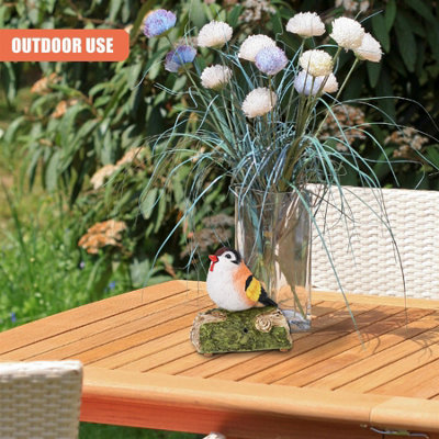 GEEZY Motion Activated Singing Bird on Stump Chirping Decorative