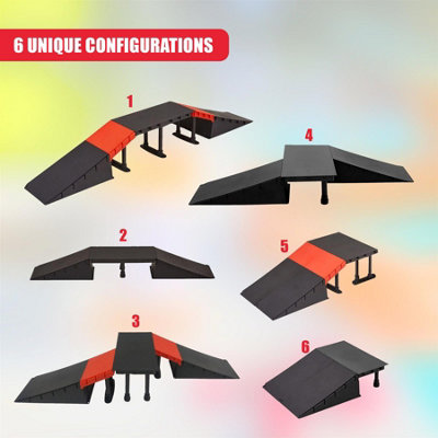 GEEZY Multi Combo Skate Ramp Set 6 in 1 for Kids Scooter Skateboard BMX ...