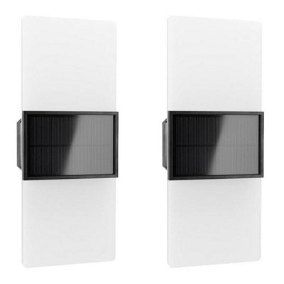 GEEZY Set of 2 Dual White Solar Powered LED Lights Outdoor Garden Fence Wall Lights