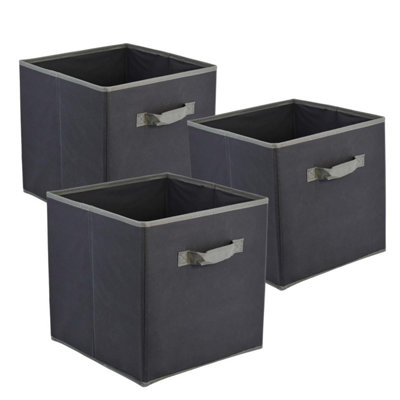 GEEZY Set of 3 Collapsible Foldable Storage Boxes Square Canvas Fabric Cubes Box Toys