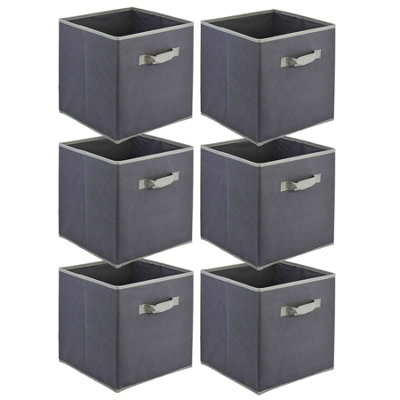 GEEZY Set of 6 Collapsible Foldable Storage Boxes Square Canvas Fabric ...