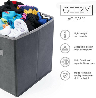 GEEZY Set of 6 Collapsible Foldable Storage Boxes Square Canvas Fabric ...