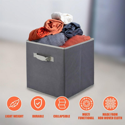 GEEZY Set of 6 Collapsible Foldable Storage Boxes Square Canvas Fabric ...