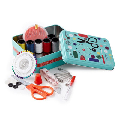 GEEZY Sewing Set Sewing Metal Box Kit Case Accessories Pins Thimble ...