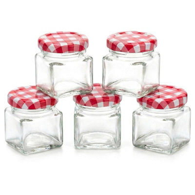 GEEZY Small Glass Jars with Screw Top Lids 50ml Mini Jam Containers ...