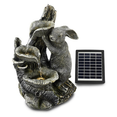 GEEZY Solar Water Fountain LED Rabbit Solar Water Feature Home Garden ...
