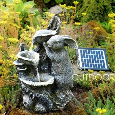 GEEZY Solar Water Fountain LED Rabbit Solar Water Feature Home Garden ...