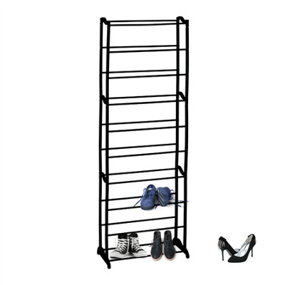 GEEZY Stackable Shoe Rack Organiser 10 Tier Black Storage Rack Shelf Unit Space Saving