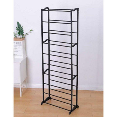 GEEZY Stackable Shoe Rack Organiser 10 Tier Black Storage Rack Shelf Unit Space Saving