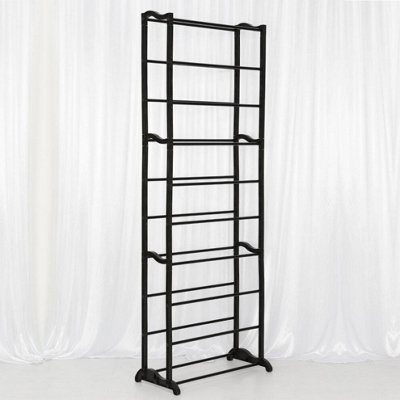 GEEZY Stackable Shoe Rack Organiser 10 Tier Black Storage Rack Shelf Unit Space Saving