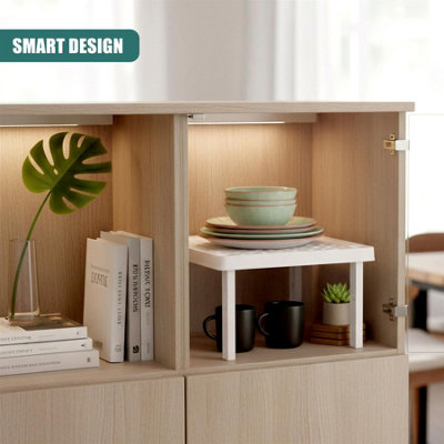 GEEZY Stackable Square Shelf Insert Small Kitchen Cupboard Pantry ...