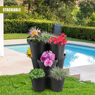 GEEZY Stacking Garden Flower Pot Triple Pocket Large Vertical Planter ...