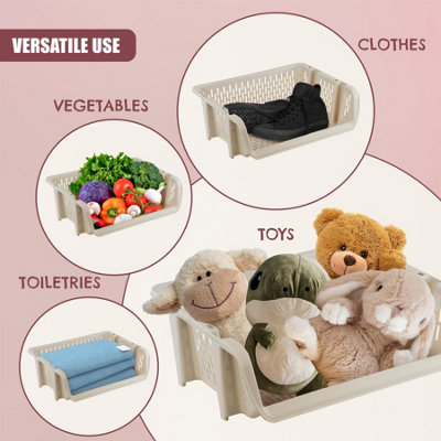 GEEZY Stacking Storage Baskets Set 4 Open Front Kitchen, Fruits, Veg ...