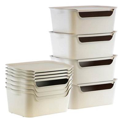 GEEZY Storage Boxes with Lids Set of 4 Stackable Containers for Kitchen ...