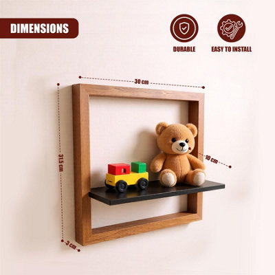 GEEZY Wall Mounted Square Floating Shelf 3D Box Wood Picture Ledge ...