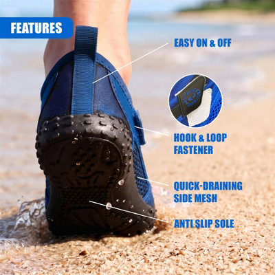 GEEZY Water Shoes Beach Pool Surf Neoprene Aqua Boots Unisex Blue/Black ...