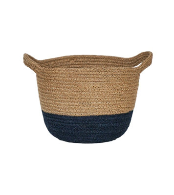 Geilo Lined Basket - Jute - L23 x W23 x H20 cm - Navy