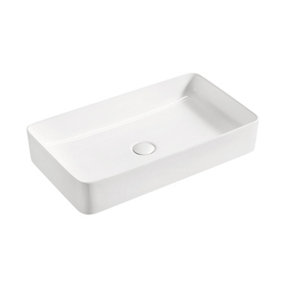 Geller Gloss White Ceramic Rectangular Counter Top Basin (W)600x(D)380mm