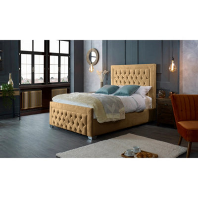 Velvet beige deals bed