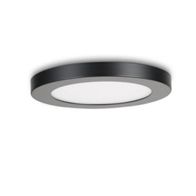 Gemini LED Round Ceiling & Wall Light- 3 Way Colour Changing - 12W Black