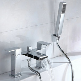 Gemini Waterfall Bathroom Tap Bath Shower Mixer Chrome Modern Design Solid Brass