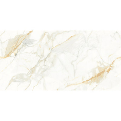 Genesis Statuario Marble Effect Polished Rectified 600mm x 1200mm Porcelain Wall & Floor Tiles (Pack of 2 w/ Coverage of 1.44m2) - 3