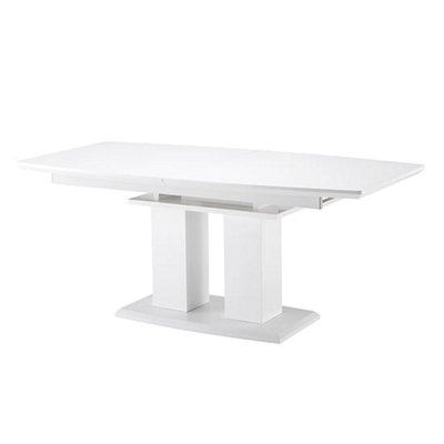 Genisimo Large High Gloss Extending Dining Table In White