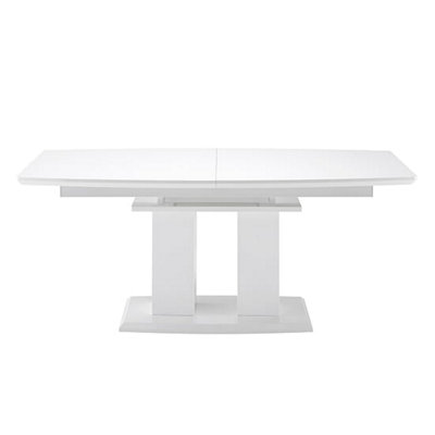 Genisimo Large High Gloss Extending Dining Table In White