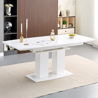 Genisimo Small Gloss Extending Dining Table 4 Symphony Grey Chairs