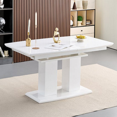 Genisimo Small Gloss Extending Dining Table 4 Symphony Grey Chairs