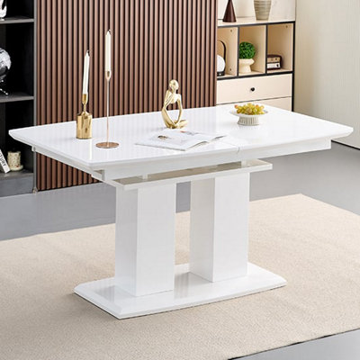 Genisimo Small High Gloss Extending Dining Table In White