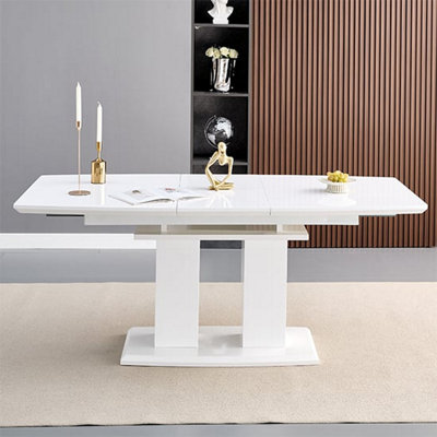 Genisimo Small High Gloss Extending Dining Table In White