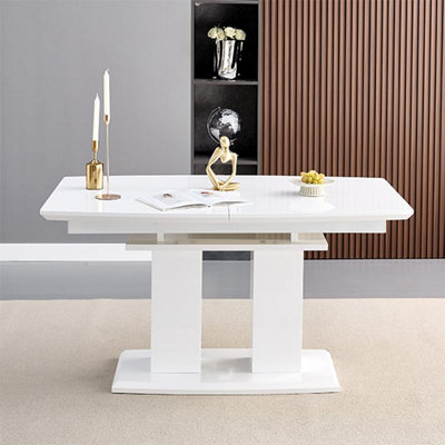 Genisimo Small High Gloss Extending Dining Table In White