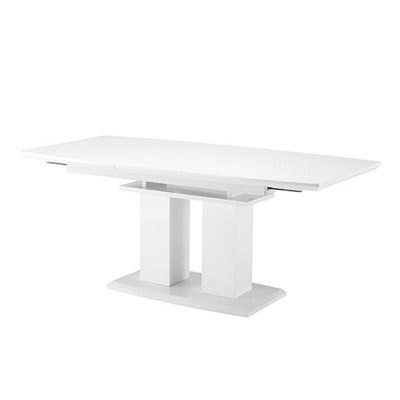 Genisimo Small High Gloss Extending Dining Table In White