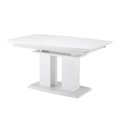 Genisimo Small High Gloss Extending Dining Table In White