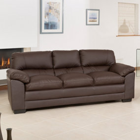 Genoa 3 Seat Bonded Leather Sofabed - Brown