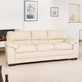 Genoa 3 Seat Bonded Leather Sofabed - Cream