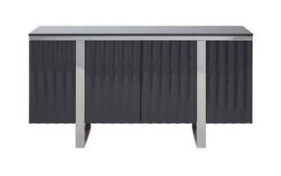 Genoa Sideboard - Metal/Wood - L40 x W146 x H77 cm - Silver/Grey