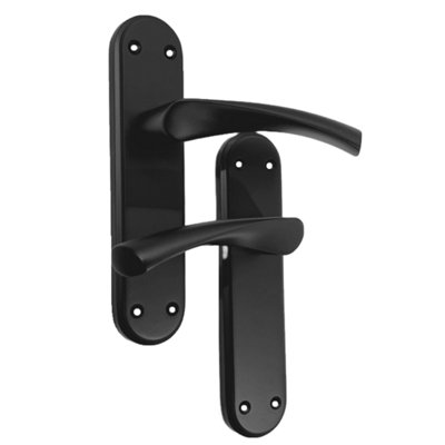 Genova Door Handles Matt Black Twist Lever Latch Marina Backplate