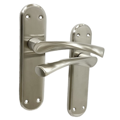 Genova Door Handles Satin Twist Lever Latch Marina Backplate